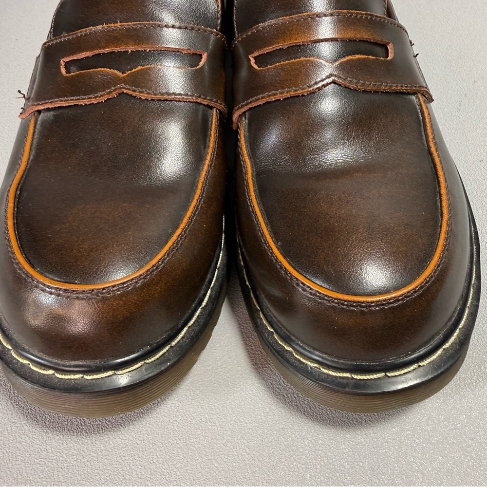MZDL Meizudongli Brown Leather Handmade Chunky Penny Loafers NWOT - Picture 6 of 14